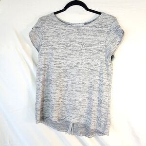 Market & Spruce Heathered Black and White Short Sleeve Top